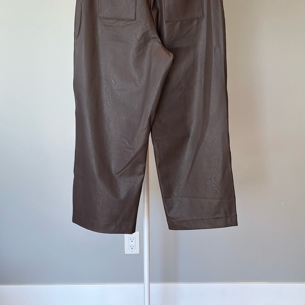 Splendid Brown Faux Leather Cropped Pants - Picture 6 of 6